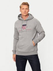 Gant Bluza Archive Shield 2047082 Szary Regular Fit. Szare bluzy męskie GANT, l, bez wzorów, z bawełny, bez ramiączek, bez kaptura. Za 589.99 zł.