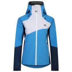 Damska kurtka narciarska z kapturem Dare 2B Excalibar. Niebieskie kurtki sportowe damskie Dare 2B, na zimę, bez wzorów, bez ramiączek, z kapturem, narciarskie. Za 499.99 zł.