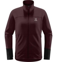 HAGLOFS Bluza damska BETULA JACKET WOMEN Burgundy Brown/True Black-L. Czarne bluzy damskie Haglöfs, l, bez wzorów, z dzianiny, biznesowe, bez ramiączek, bez kaptura. Za 262.40 zł.