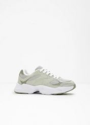 Sneakersy chunky. Zielone obuwie sportowe damskie bonprix, bez wzorów, z materiału, bez zapięcia. Za 147.99 zł.