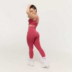 Legginsy damskie fitness bezszwowe GymBabe Bloom. Czerwone legginsy damskie GYMBEAM, l, bez wzorów, z elastanu, do biegania. Za 131.90 zł.