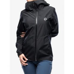Kurtka GORE-TEX damska Black Diamond Liquid Point Shell. Czarne kurtki sportowe damskie Black Diamond, bez wzorów, z gore-texu, bez ramiączek, bez kaptura, trekkingowe, gore-tex. Za 707.99 zł.