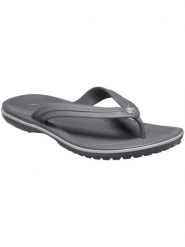 Klapki Crocs Crocband Flip U Dorośli. Szare klapki damskie Crocs, na lato, bez wzorów, z materiału, sportowe, bez obcasa, bez zapięcia. Za 169.99 zł.