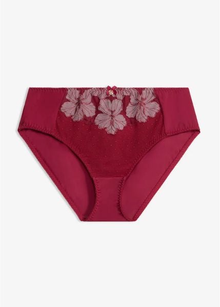 Figi maxi ze szlachetnym haftem. Fioletowe majtki damskie bonprix. Za 34.99 zł.