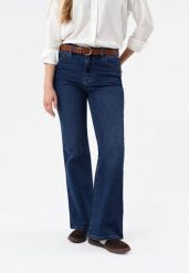 Jeansy dzwony, Flare Fit, D-MAG. Brązowe jeansy damskie Volcano, bez wzorów, z elastanu, eleganckie. Za 169.99 zł.