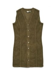 Vero Moda Sukienka codzienna Eden 10333959 Zielony Regular Fit. Zielone sukienki damskie Vero Moda, na co dzień, xs, bez wzorów, z bawełny, bez kołnierzyka, bez ramiączek, proste. Za 169.99 zł.