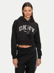 DKNY Sport Bluza DP4T9938 Czarny Regular Fit. Czarne bluzy damskie DKNY Sport, m, bez wzorów, z syntetyku, sportowe, bez ramiączek, bez kaptura. Za 169.99 zł.