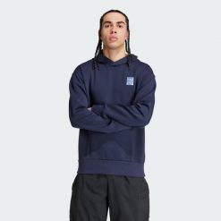 Bluza z kapturem Ajax Amsterdam Seasonal Doubleknit. Niebieskie bluzy męskie Adidas, xs, bez wzorów, z kapturem, do piłki nożnej. W wyprzedaży za 244.30 zł.