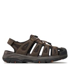 Sandały Skechers. Brązowe sandały męskie Skechers, bez wzorów, bez zapięcia. Za 259.99 zł.
