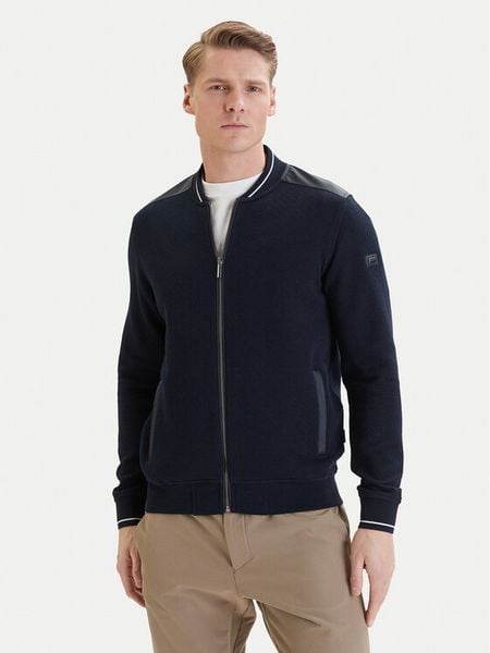 Bugatti Bluza 8750-15174E Granatowy Regular Fit. Niebieskie bluzy męskie Bugatti, m, bez wzorów, z bawełny, bez ramiączek, bez kaptura. Za 407.99 zł.