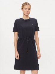 Tommy Hilfiger Sukienka codzienna 1985 WW0WW40734 Granatowy Regular Fit. Niebieskie sukienki damskie Tommy Hilfiger, na co dzień, m, bez wzorów, z bawełny, bez kołnierzyka, bez ramiączek, proste. Za 279.99 zł.