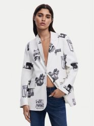 Desigual Marynarka 25SWEW15 Biały Regular Fit. Białe marynarki i żakiety damskie Desigual, bez wzorów, z syntetyku, bez kołnierzyka, bez ramiączek. Za 379.99 zł.