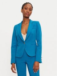 Rinascimento Marynarka 1000769227471 Niebieski Slim Fit. Niebieskie marynarki i żakiety damskie Rinascimento, bez wzorów, z syntetyku, bez kołnierzyka, bez ramiączek. Za 339.99 zł.