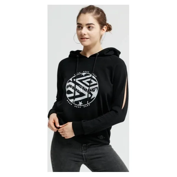 Umbro Bluza Snazzy , czarny, rozmiar M. Czarne bluzy damskie Umbro, m, bez wzorów, z materiału, sportowe, bez ramiączek, bez kaptura. W wyprzedaży za 59.99 zł.
