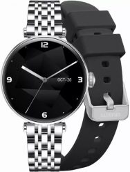 Smartwatch Gravity Smartwatch Srebrny Czarny 2 Paski GT26-9. Czarne zegarki smartwatch Gravity, bez wzorów. Za 158.82 zł.