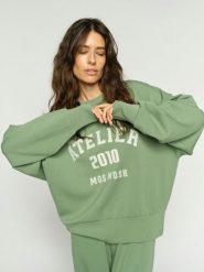 MOS MOSH Bluza damska - NMNima Kobiety zielony jednolity, S. Zielone bluzy damskie Mos Mosh, s, bez wzorów, z bawełny, sportowe, bez ramiączek, bez kaptura. Za 499.95 zł.