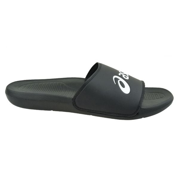 Klapki Z Logo Dla Dorosłych Unisex. Czarne klapki damskie Asics, bez wzorów, z materiału, z otwartym noskiem, bez obcasa, na obcasie, bez zapięcia. Za 122.99 zł.