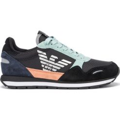 Emporio Armani Tenisówki Czarny. Czarne trampki i tenisówki damskie Emporio Armani, bez wzorów, z materiału, bez zapięcia. Za 865.95 zł.
