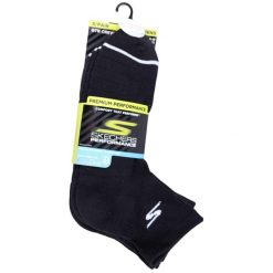 Skarpetki sportowe męskie 3pk Mens Qtr Prem Basic Socks. Czarne skarpety męskie Skechers, bez wzorów, z bawełny. Za 99.99 zł.