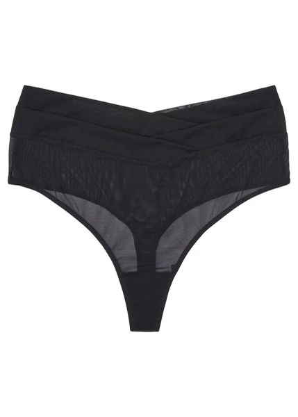Stringi z wysokim stanem. Czarne majtki damskie bonprix. Za 57.99 zł.