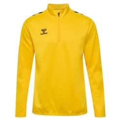 Bluza 1/2 zip Hummel Core XK. Żółte bluzy damskie Hummel, bez wzorów, sportowe, bez ramiączek, bez kaptura. Za 183.95 zł.
