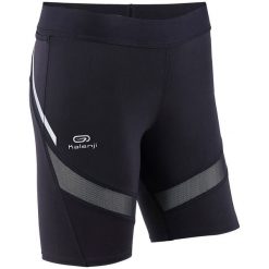 Legginsy do biegania krótkie KIPRUN SUPPORT damskie. Czarne legginsy damskie KIPRUN, bez wzorów, z materiału. Za 69.99 zł.