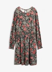Sukienka z dżerseju z miękkiej wiskozy. Czarne sukienki damskie bonprix, bez wzorów, z dżerseju, bez kołnierzyka, bez ramiączek. Za 149.99 zł.