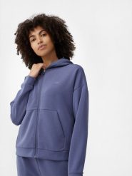 4F Bluza do jogi z dodatkiem modalu damska M. Niebieskie bluzy damskie 4F, m, bez wzorów, z dzianiny, bez ramiączek, bez kaptura. Za 249.99 zł.