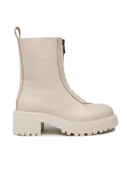 Badura Botki 7503 Beżowy. Brązowe botki damskie Badura, bez wzorów, ze skóry, bez obcasa, na płaskiej podeszwie, bez zapięcia. Za 279.99 zł.