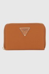 GUESS Brązowy portfel damski Laurel. Brązowe portfele damskie Guess, ze skóry ekologicznej. W wyprzedaży za 216.99 zł.