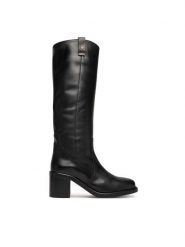 Tommy Hilfiger Kozaki Riding Lthr Long Boot Block Heel FW0FW08777 Czarny. Czarne kozaki damskie Tommy Hilfiger, bez wzorów, ze skóry, bez obcasa, na słupku, bez zapięcia. Za 1,039.00 zł.