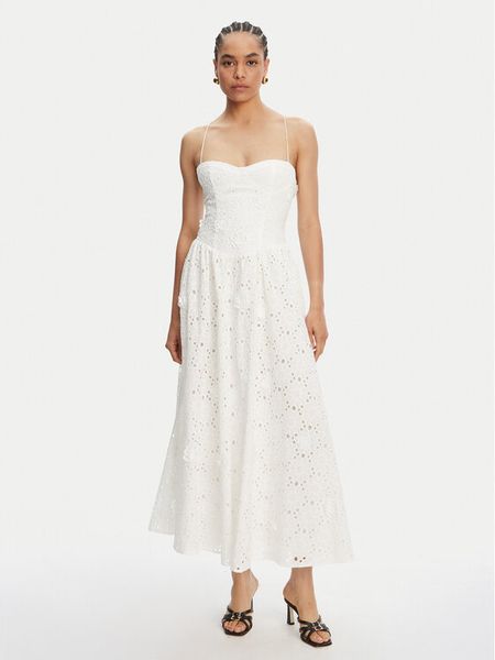 Bardot Sukienka koktajlowa Estie 59786DB2 Biały Regular Fit. Białe sukienki damskie Bardot, bez wzorów, z bawełny, wizytowe, bez kołnierzyka, bez ramiączek. Za 979.99 zł.