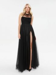 Elisabetta Franchi Sukienka wieczorowa AB-400-36E2-V890 Czarny Regular Fit. Czarne sukienki damskie Elisabetta Franchi, bez wzorów, z syntetyku, wizytowe, bez kołnierzyka, bez ramiączek. Za 2,869.00 zł.