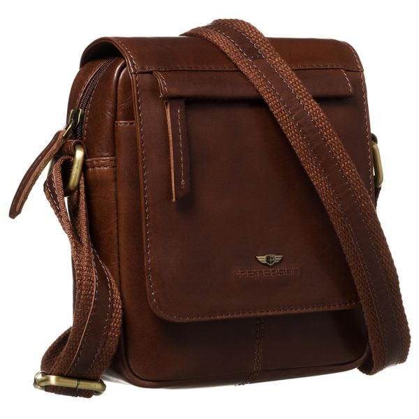 Skórzana, brązowa torba męska na ramię z klapką i etui w zestawie PTN 512E-OPU Peterson. Brązowe torby na ramię męskie Peterson, ze skóry, na ramię. Za 183.99 zł.