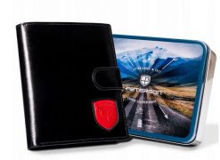 Portfel skórzany Peterson [D] PTN 22309L-VT-T czarny. Czarne portfele męskie Peterson, bez wzorów, ze skóry. Za 114.00 zł.