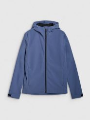 4F Kurtka softshell wiatroodporna membrana 5000 męska - granatowa L. Niebieskie kurtki męskie 4F, l, bez wzorów, z dzianiny, z kapturem, windstopper. W wyprzedaży za 199.99 zł.