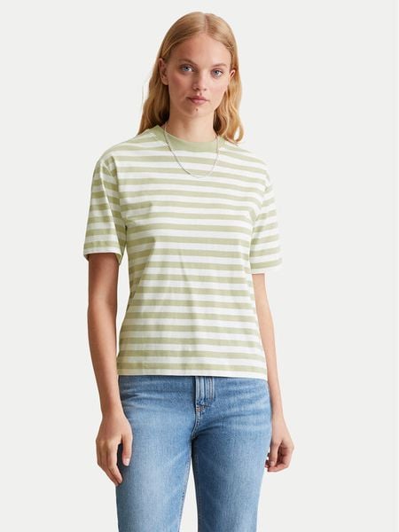 Marc O'Polo Denim T-Shirt 500 0006 509 Zielony Relaxed Fit. Zielone t-shirty damskie Marc O'Polo DENIM, s, bez wzorów, z bawełny, bez kołnierzyka, bez ramiączek. Za 119.99 zł.