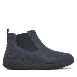Botki Josef Seibel. Niebieskie botki damskie Josef Seibel, bez wzorów, bez obcasa, na płaskiej podeszwie, bez zapięcia. Za 509.99 zł.