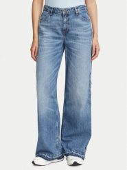 Guess Jeans Jeansy W6BA18 D1795 Niebieski Wide Leg. Niebieskie jeansy damskie Guess Jeans, z aplikacjami, z bawełny. Za 479.99 zł.