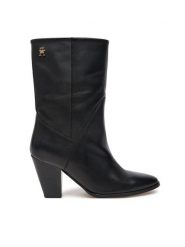 Tommy Hilfiger Botki FW0FW08253 Czarny. Czarne botki damskie Tommy Hilfiger, bez wzorów, ze skóry, bez obcasa, na słupku, bez zapięcia. Za 949.99 zł.