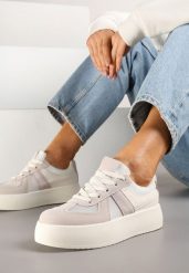 Beżowe Sneakersy Typu Kultowe Tenisówki na Grubej Podeszwie Nanessa. Brązowe trampki i tenisówki damskie Renee, bez wzorów, z jeansu, bez zapięcia. Za 79.99 zł.