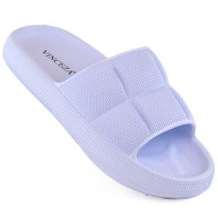 Klapki damskie jasnoniebieskie Vinceza 76052. Niebieskie klapki damskie VINCEZA, na lato, bez wzorów, z materiału, bez obcasa, bez zapięcia. Za 53.99 zł.
