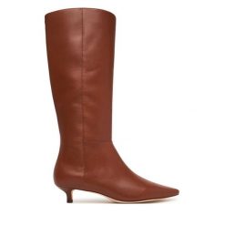 Kozaki LAUREN RALPH LAUREN. Brązowe kozaki damskie Lauren Ralph Lauren, bez wzorów, bez obcasa, na szpilce, bez zapięcia. Za 1,299.00 zł.