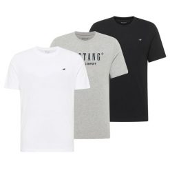 3-Pak T-Shirt Mustang Style Alex Biały Czarny Szary. Białe t-shirty męskie Mustang, uniwersalny, bez wzorów, bez kołnierzyka, bez ramiączek. Za 149.99 zł.