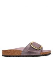 Birkenstock Klapki Madrid Big Buckle Hex 1029300 Różowy. Czerwone klapki damskie Birkenstock, bez wzorów, ze skóry, bez obcasa, bez zapięcia. Za 479.99 zł.