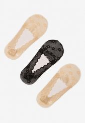 Czarno-Beżowe Koronkowe Skarpety o Kroju Baletek 3-Pack Liliona. Czarne skarpetki damskie Born2be, bez wzorów, z koronki. Za 11.99 zł.