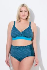Damskie Bikini ryby bez miękkich miseczek regulowane ramiączka. Zielone stroje kąpielowe damskie Ulla Popken, plus size, bez wzorów, z elastanu. Za 191.99 zł.