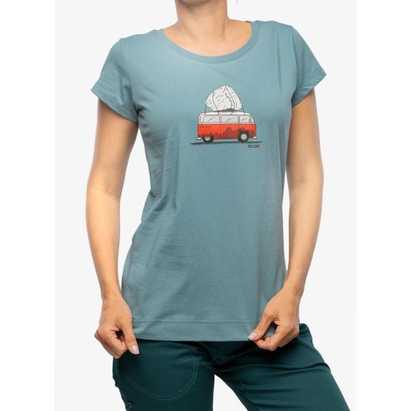 Koszulka bawełniana damska Ocun Classic T Bus-Stone. Zielone koszulki sportowe damskie Ocun, bez wzorów, z bawełny, bez ramiączek. Za 109.99 zł.