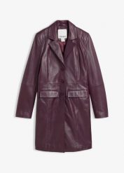 Płaszcz żakietowy ze skóry jagnięcej nappa. Czerwone płaszcze damskie bonprix, bez wzorów, ze skóry, eleganckie, bez kołnierzyka, bez kaptura. Za 699.99 zł.