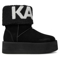 Botki KARL LAGERFELD. Czarne botki damskie KARL LAGERFELD, bez wzorów, bez obcasa, na płaskiej podeszwie, bez zapięcia. Za 579.99 zł.